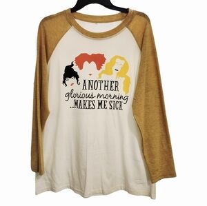 Hocus Pocus "Another Glorious Morning...Makes Me Sick" Gold Baseball Tee, Sz XL